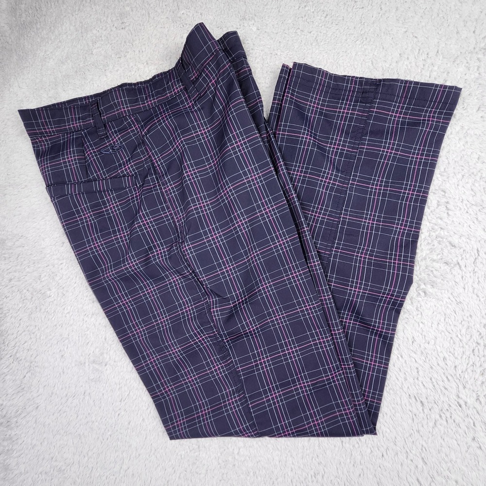 C9 Champion Golf Pants Men 30x30 Blue Plaid Performance Stretch Flat Front Prep